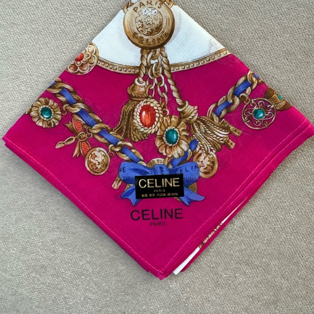 Celine scarf,  19" X 19" Cotton NWT - Picture 11 of 11